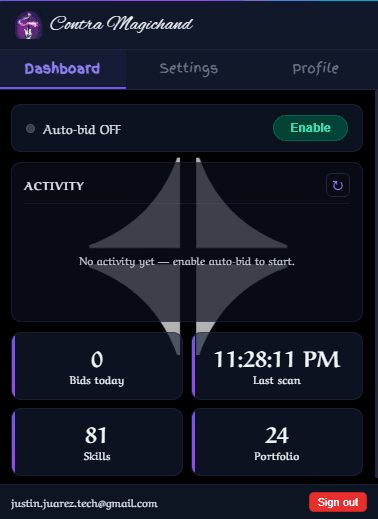 Extension dashboard